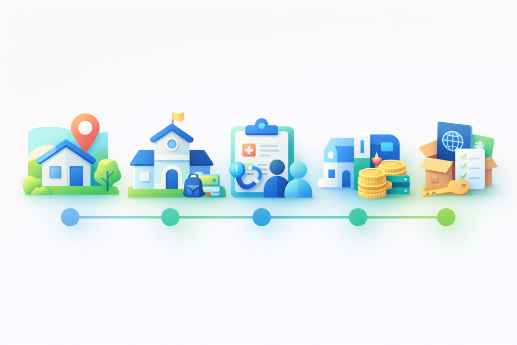 תרשים מעבר לסלובקיה עם ילדים: דיור, בית ספר, רפואה, תקציב והסתגלות